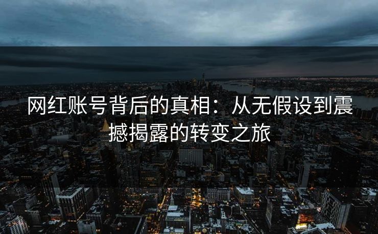 网红账号背后的真相：从无假设到震撼揭露的转变之旅