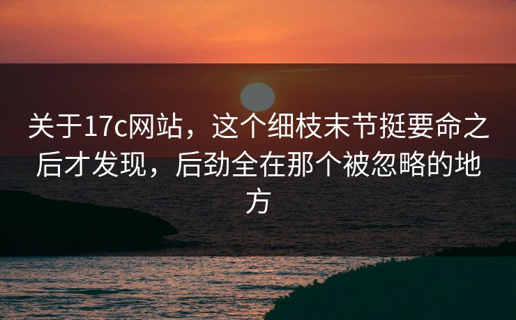 关于<strong>17C</strong>网站，这个细枝末节挺要命之后才发现，后劲全在那个被忽略的地方