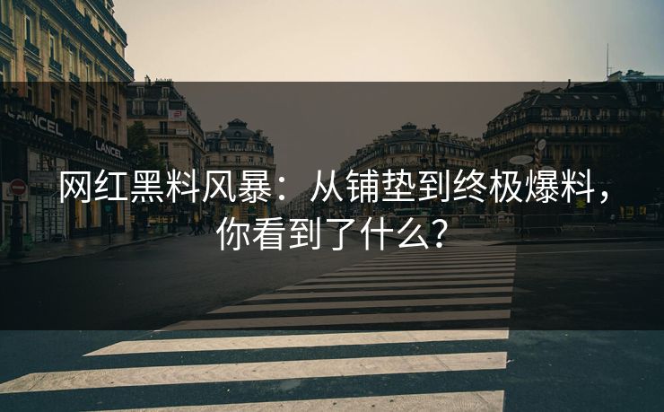 网红黑料风暴：从铺垫到终极爆料，你看到了什么？