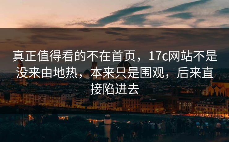 真正值得看的不在首页，<strong>17C</strong>网站不是没来由地热，本来只是围观，后来直接陷进去
