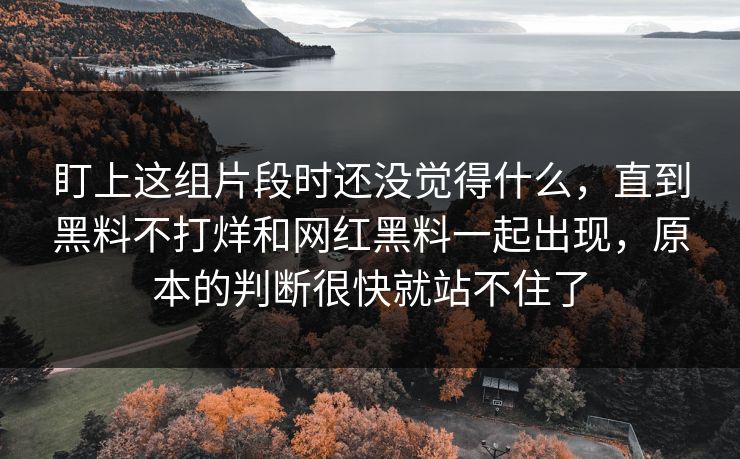 盯上这组片段时还没觉得什么，直到黑料不打烊和网红黑料一起出现，原本的判断很快就站不住了