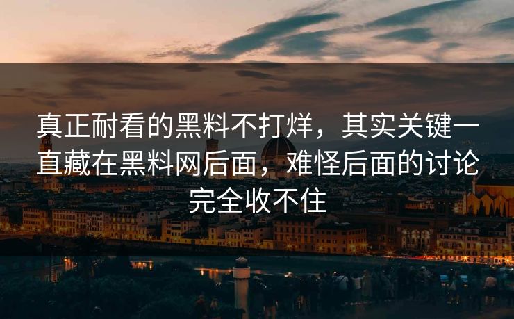 真正耐看的黑料不打烊，其实关键一直藏在黑料网后面，难怪后面的讨论完全收不住