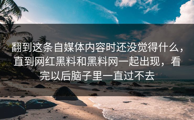 翻到这条自媒体内容时还没觉得什么，直到网红黑料和黑料网一起出现，看完以后脑子里一直过不去